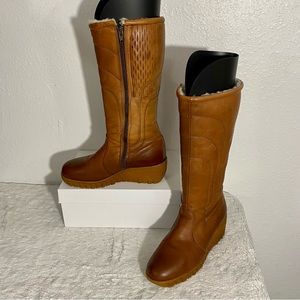 Vintage Bastien Quilted Leather Winter Boots Women’s Size 6.5 Ombré Sherpa Lined